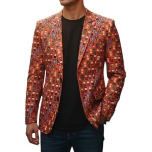 Marvel Mini Mates All Over Print Red Suit Blazer  Men Size Medium